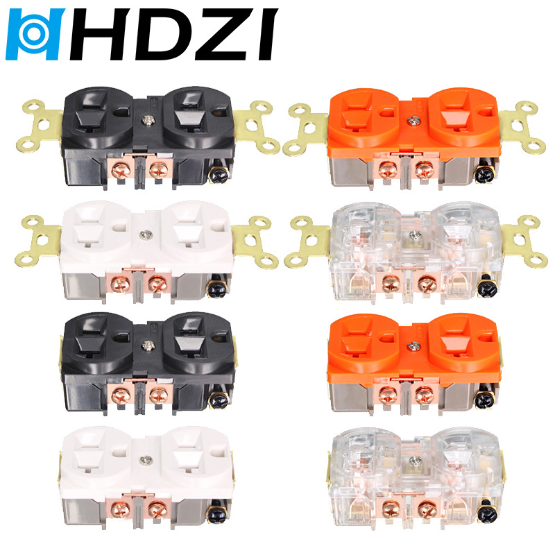 美国蛇王 黄铜镀紫铜美式插座芯 美标面板插芯 发烧音响家装墙插