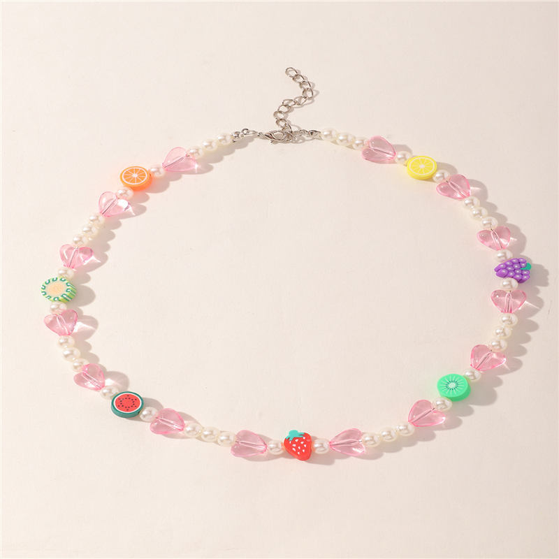 Perle De Riz Colorée Perle Fruit Collier Mignon Bijoux En Gros Nihaojewelry display picture 12