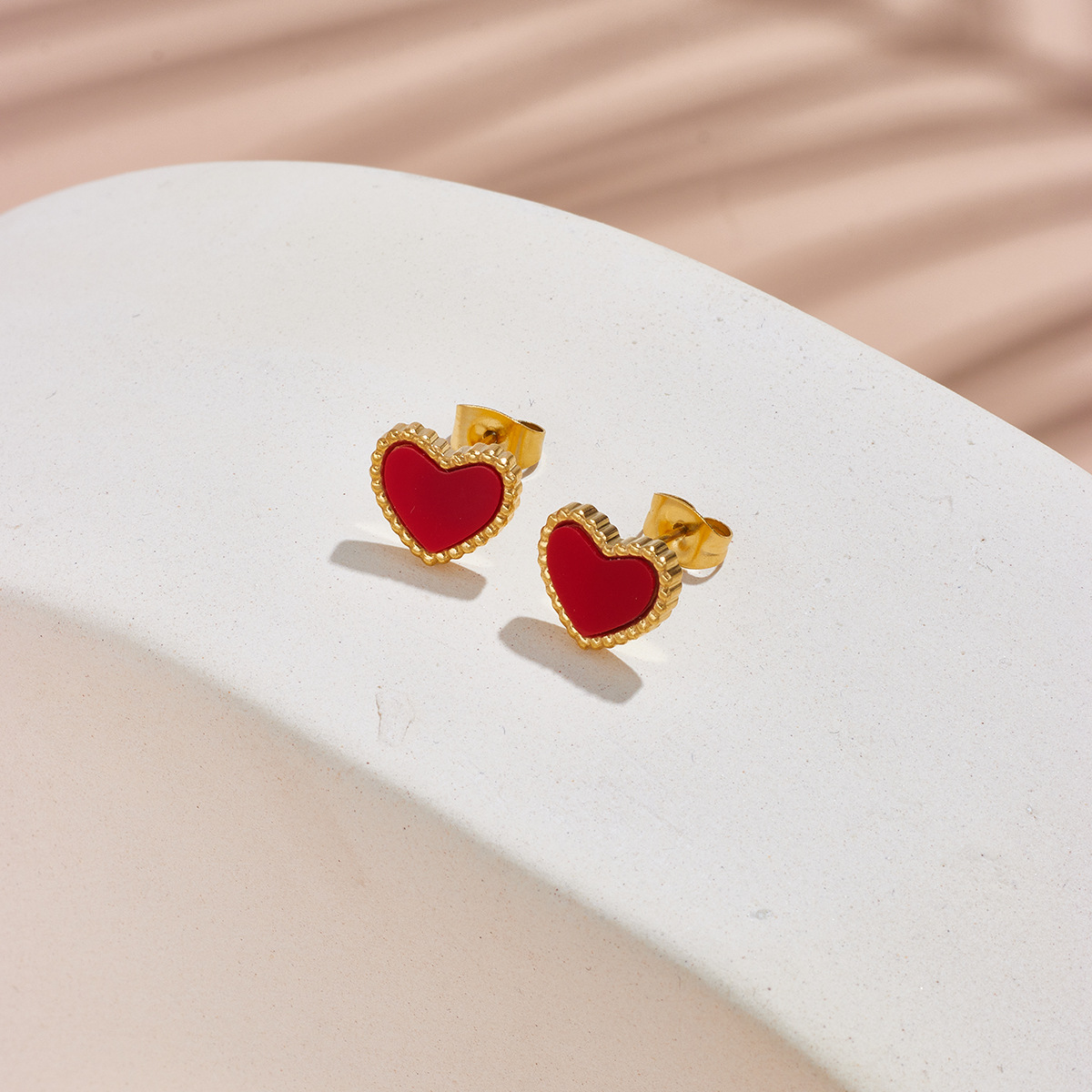 Titanium Steel Material 1 Pair Fashion Heart Shape Titanium Steel Plating Ear Studs