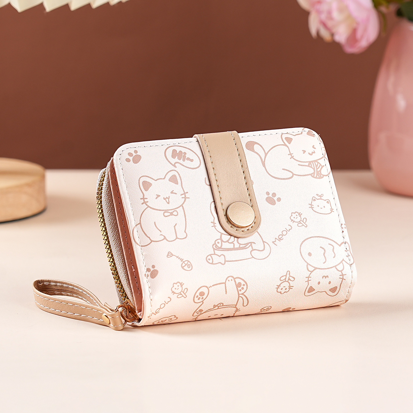 Cartera corta para mujeres nuevo lindo dibujo animado japonés estudiantes plegables cremallera bolsa de cambio bolsa de tarjetas