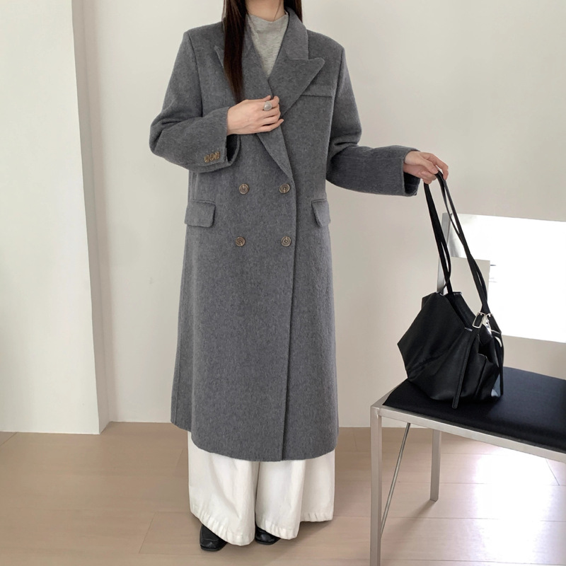 【3008】Advanced Right Shoulder Autumn and Winter Double-Sided Wool Outwear Korean Style Work Clothing Slim Suit Woolen Jacket for Women
