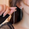 Long retro earrings with tassels, fashionable silver needle from pearl, silver 925 sample, internet celebrity, wholesale