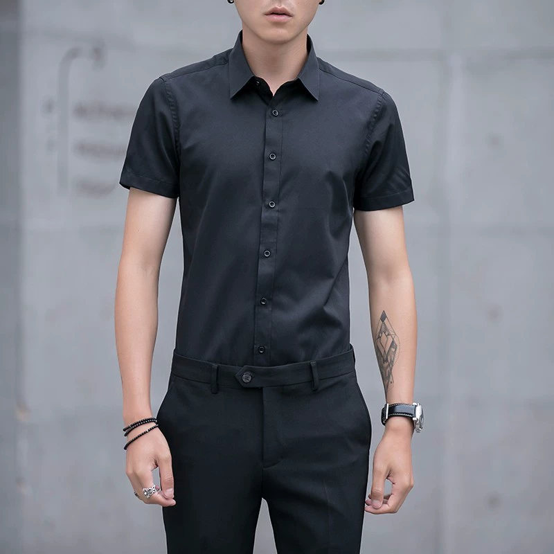 Рубашка, мужской костюм-жакет классический для работы, Slim fit, осень