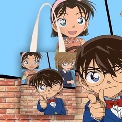 柯南動漫ins小清新帆布包女單肩簡約學生上課包包女2021秋冬新款