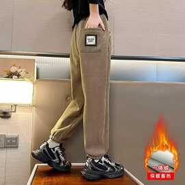 女童加绒裤子秋冬款2026新款儿童加厚一体绒长裤大童冬季保暖棉裤