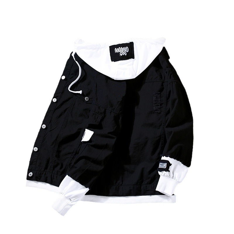 Men's Clothing denim jacket men's spring and autumn style men's versatile casual hooded denim jacket_voghion.com