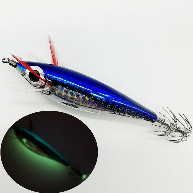 Señuelo de Calamar de Madera 6g 8cm Luminoso para Pesca image 26