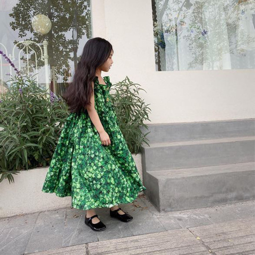 Children's long skirt summer style girls flying sleeve dress children's skirt 3-8 years old children's clothing one piece dropshipping