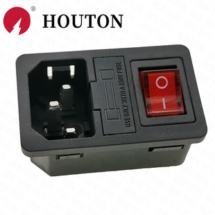 AC-01 three-in-one socket card type embedded with switch insurance AC power socket AC01 pin word socket