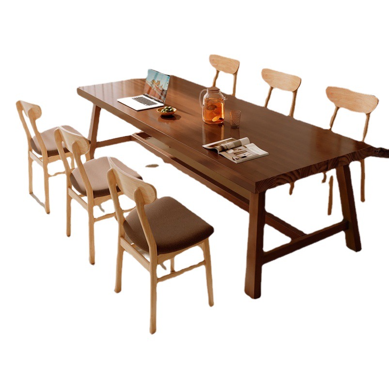 Mesa de comedor de madera maciza mesa cuadrada mesa de comedor mesa de madera para el hogar mesa de madera de nogal rectangular chino gran mesa larga estilo de registro mesa y silla