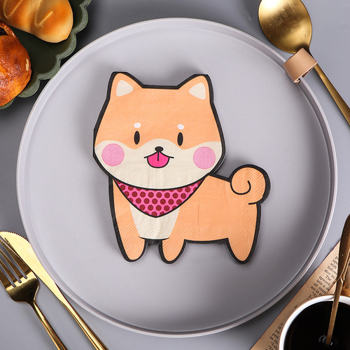 Manufacturer's new color dog printed napkins, facial tissues suitable for Western restaurants and bakeries