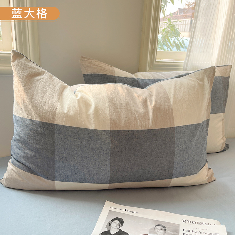 Funda de almohada de algodón ins, un par de fundas de almohada de algodón engrosadas para el hogar de celebridades de Internet, funda de núcleo de almohada individual, funda de forro interior