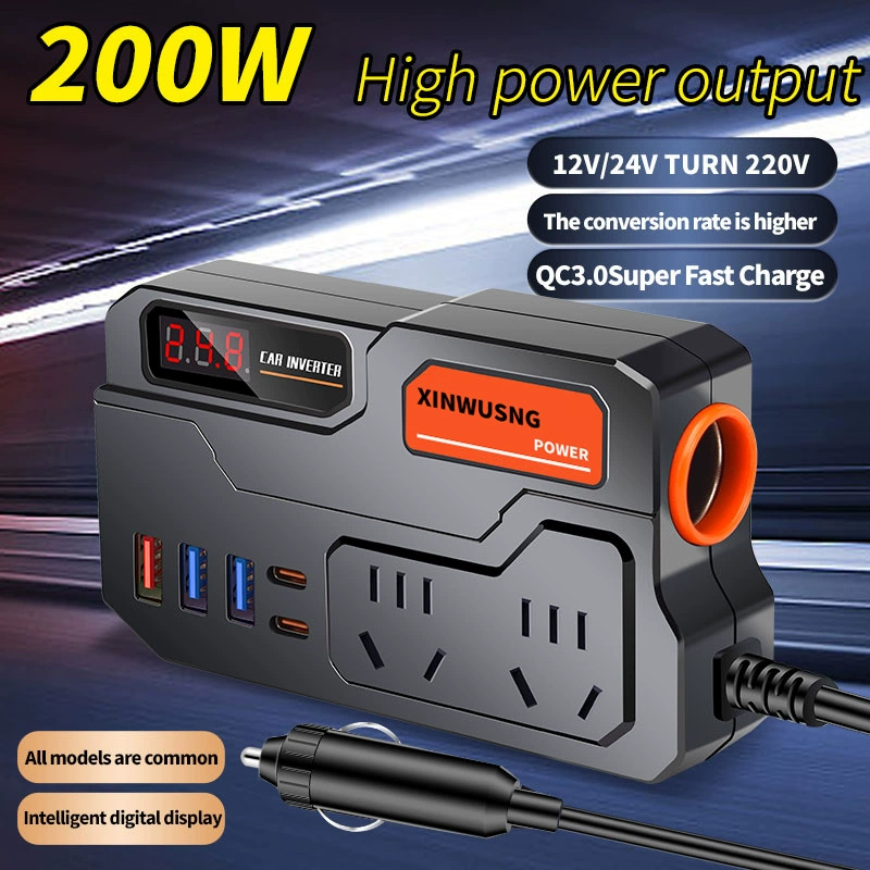 Автомобильный инвертор оптом 12v24v к 220v вольт размер автомобильного грузовика с разъемом преобразователя питания для быстрой зарядки