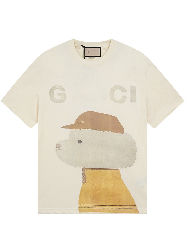 GU GU ハイバージョン クロスボーダー 25SS 新作 子犬 アニマル柄シリーズ プリント 半袖 Tシャツ カップル 万能|undefined