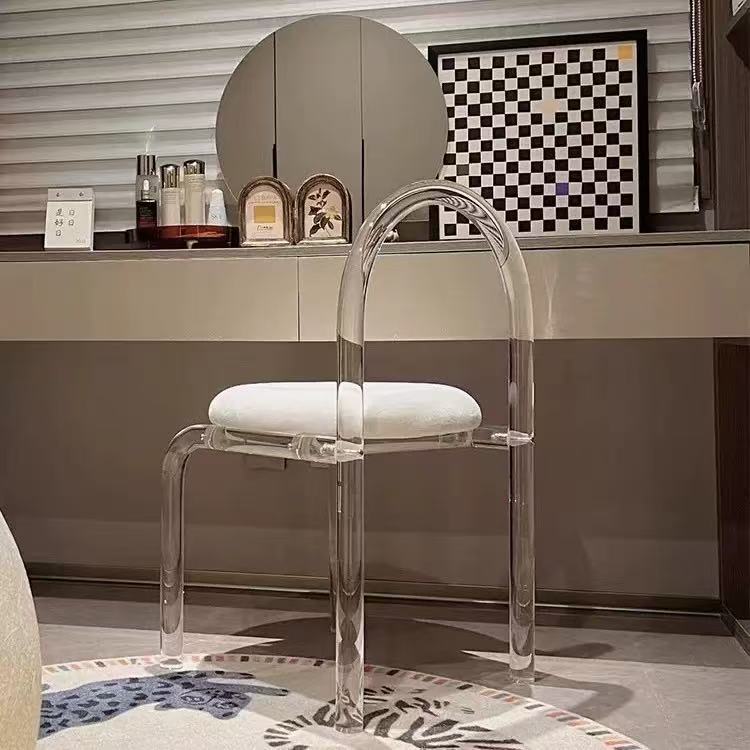 Dressing table backrest chair, Nordic modern minimalist, trendy transparent makeup stool, acrylic chair, dining chair Dressing table backrest chair, Nordic modern minimalist, trendy transparent makeup stool, acrylic chair, dining chair