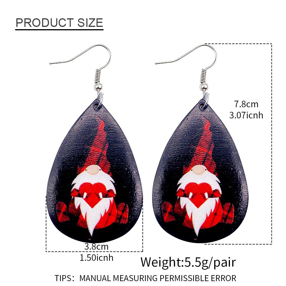Fashion Santa Claus Water Droplets Pu Leather Women's Earrings 1 Pair display picture 5