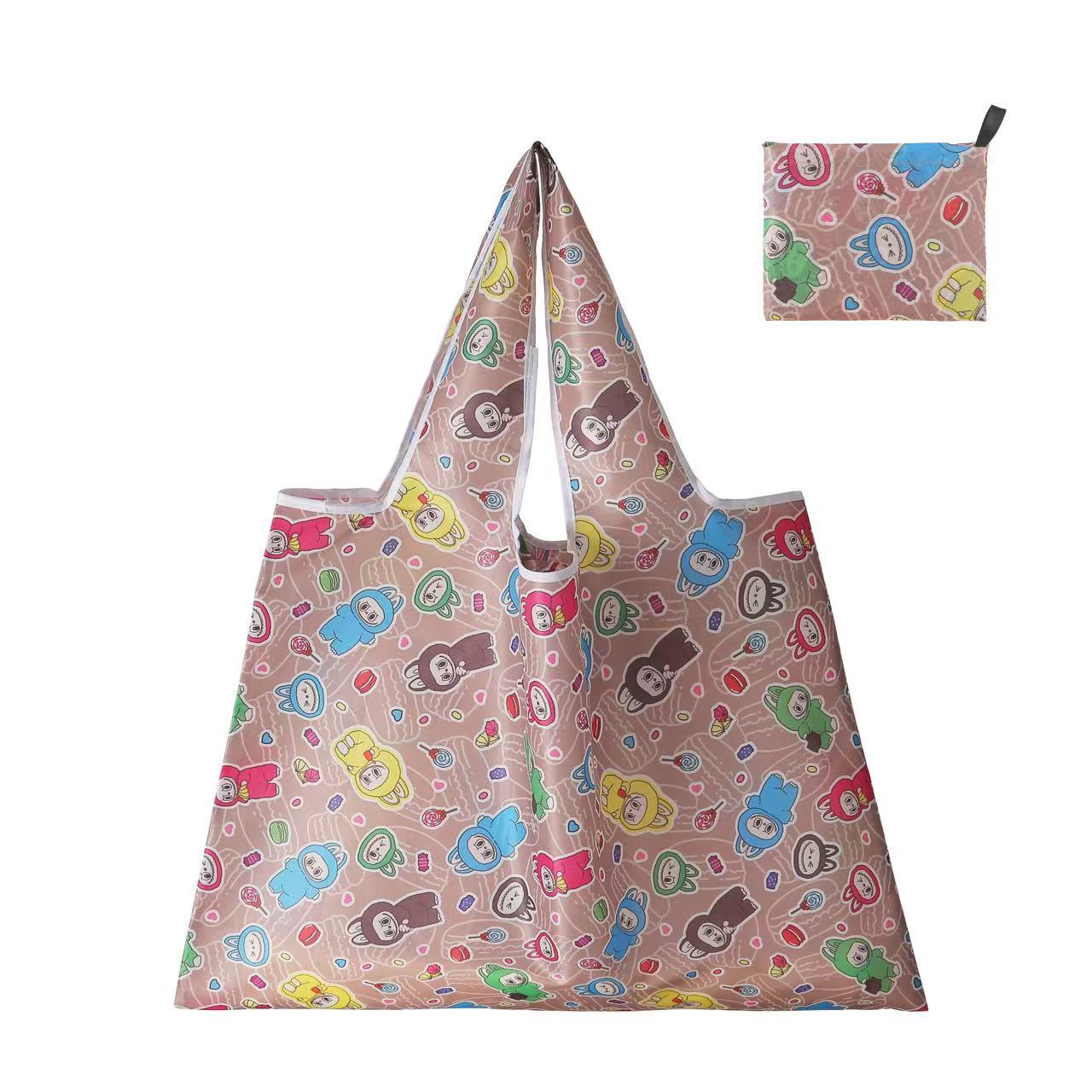 Nueva bolsa de compras plegable de gran capacidad en stock bolsa plegable de Protección Ambiental bolsa de almacenamiento portátil de impresión portátil creativa