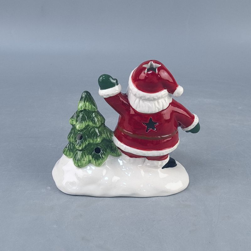 Decoración navideña Papá Noel Muñeco de nieve Hombre de jengibre Cerámica Luz electrónica Decoración pequeña Escena Decoración Accesorios Navidad
