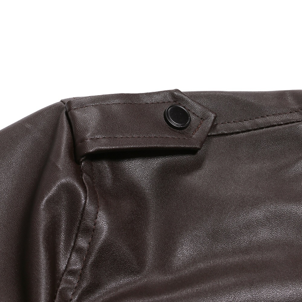 Men's Leather Jacket Stand Collar Business Motorcycle Coat_voghion.com