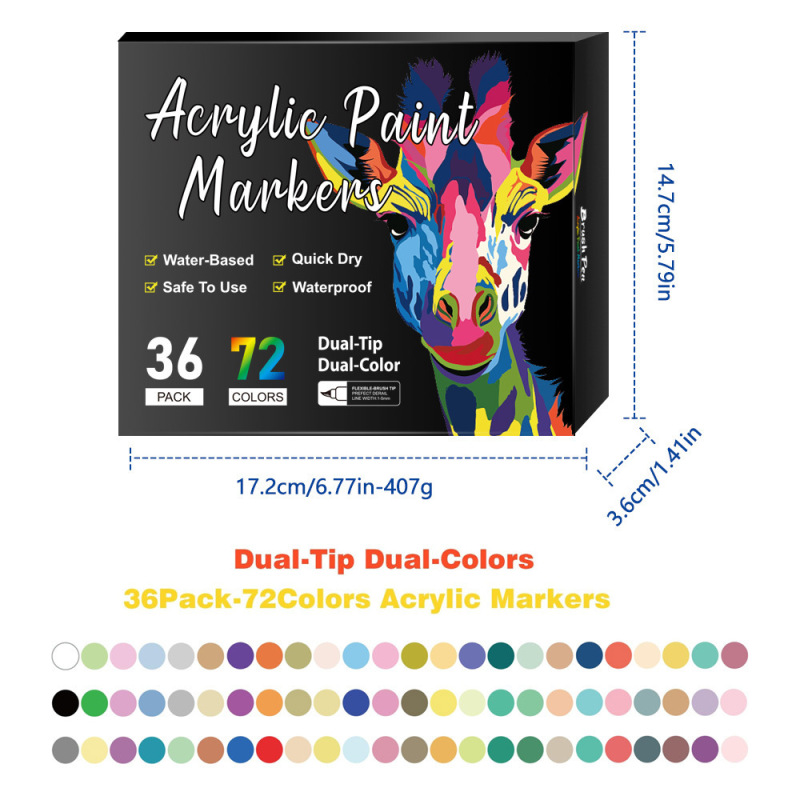 Amazon ベストセラー 168 ダブルヘッド 2 色アクリルマーカーペンソフトヘッド子供用絵画ペン文具セット落書きペン|undefined