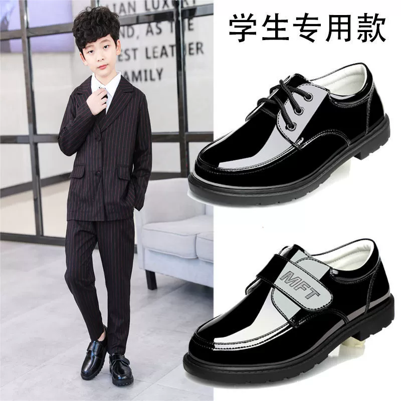 Детские чёрные кожаные туфли в британском стиле, для девочек-цветочниц, весна-осень 2025, новые, большие, средние и маленькие размеры, для выступлений, кожаные туфли для мальчиков.