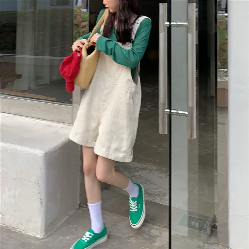 背带裤女2022新款夏季薄款小个子大码显瘦宽松连体裤五分短裤跨境