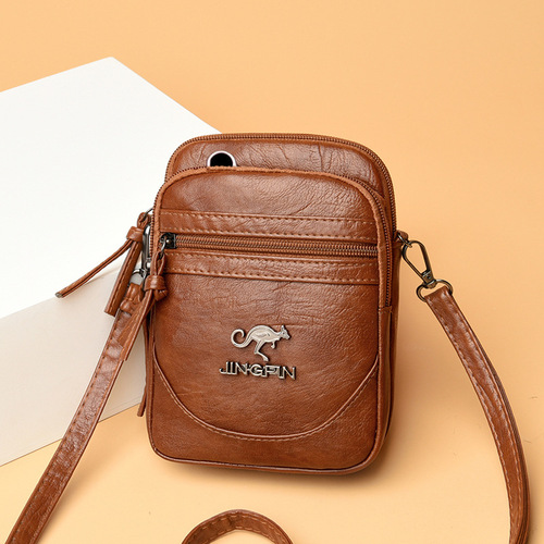 Crossbody bag new PU soft leather texture shoulder bag simple mother bag casual small square bag mobile phone bag coin purse