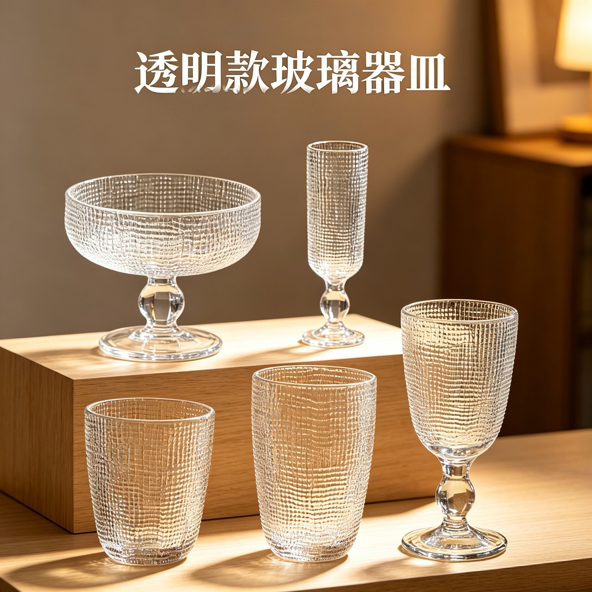 Vaso de vidrio en relieve de alto valor transfronterizo, enjuague bucal especial para hotel, taza de helado, taza de vino tinto, bolsas de tela
