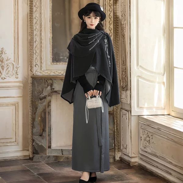 2026 Original Yimengge Lingniao Collection Chinese Style Improved Han Elements New Chinese Style Cloak Dress Set 9801
