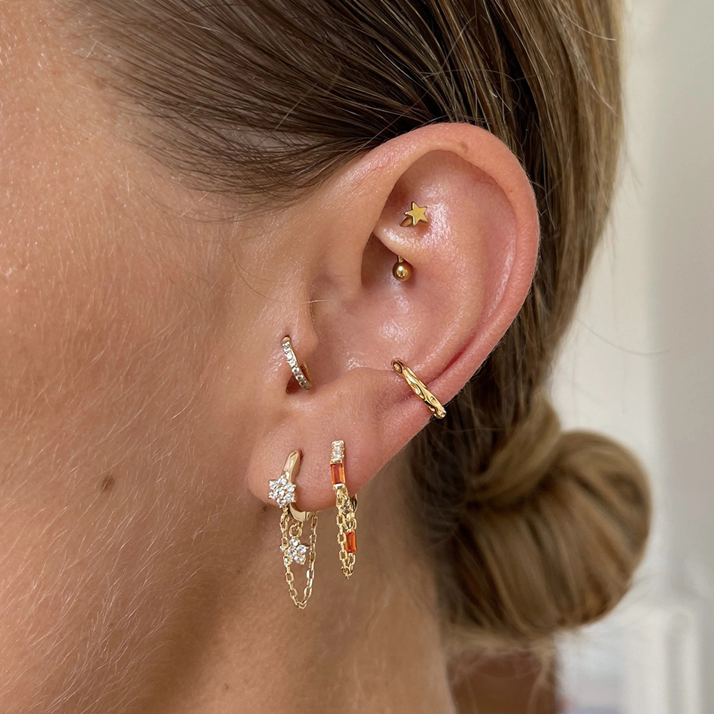 Fashion Geometric Sterling Silver Plating Zircon Earrings 1 Piece