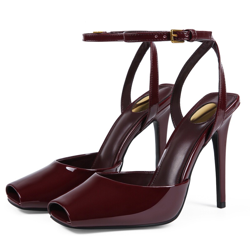 European and American Style Patent Leather Square-Toe Stiletto High-Heeled Sandals for Women, Summer Open-Toe Back-Strap Luxury High-End Women's Shoes European and American Style Patent Leather Square-Toe Stiletto High-Heeled Sandals for Women, Summer Open-Toe Back-Strap Luxury High-End Women's Shoes
