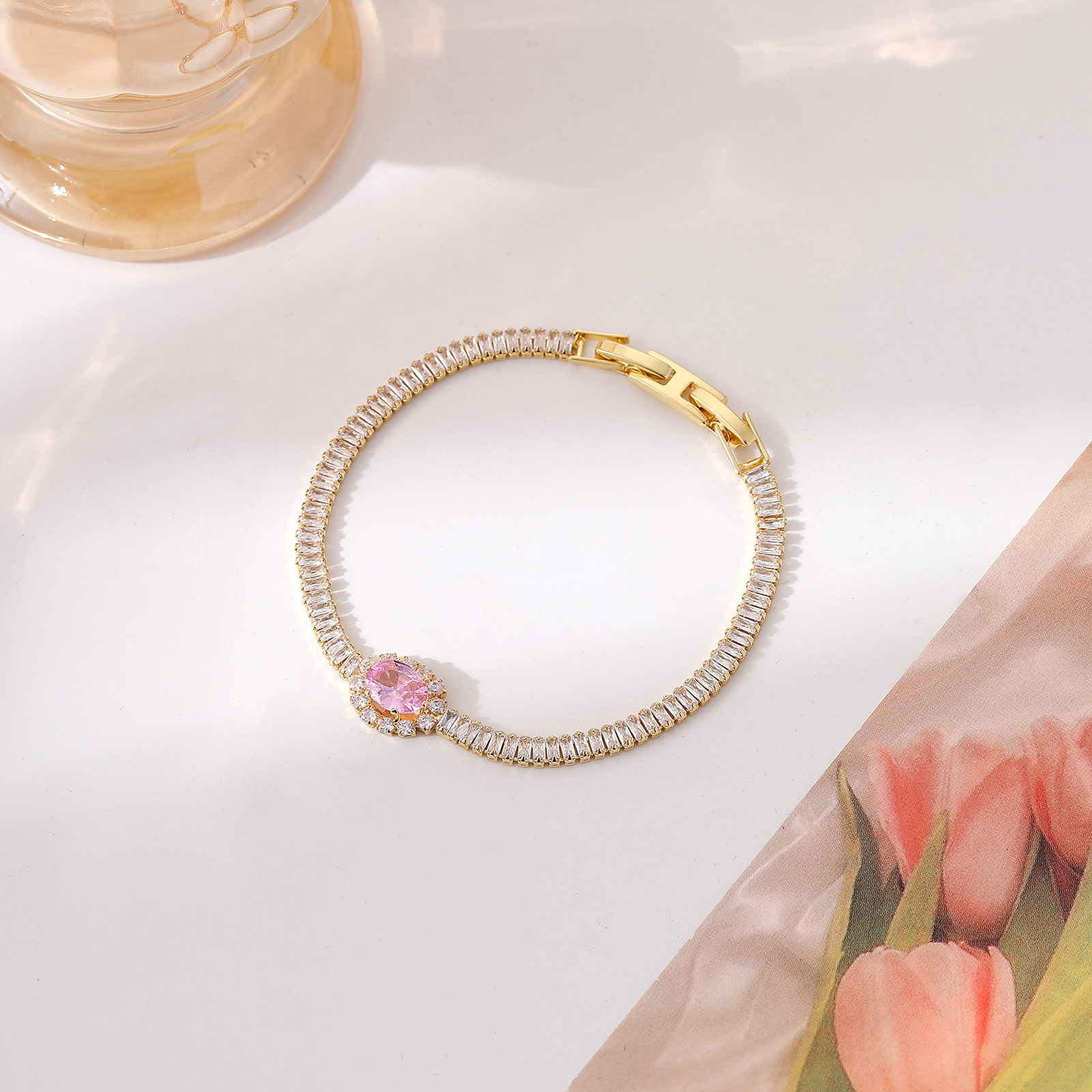 11g Weight Zircon Inlay Material Bracelets Classification Copper Chain Material 1 Piece Quantity Daily Occasion Copper Material Water Droplets, Heart Shape, Flower Pattern Women's Gender Inlay Design Shiny, IG Style Style Copper Inlay Water Droplets Heart Shape Flower Zircon Copper Bracelets 12