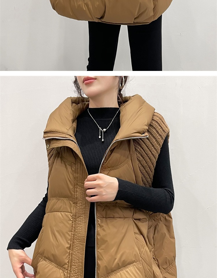 Damenbekleidung Gestrickte Ärmel Warme Jacke Weste für Damen 2024 Winter Neue Art Mode Kapuzendesign Warme kleine Außenweste_voghion.com