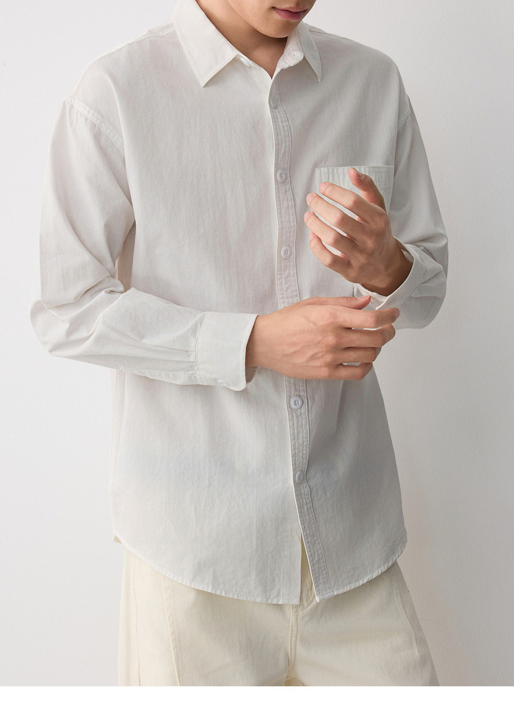 Áo sơ mi nam dài tay cotton trơn màu phong cách công sở — đen chi tiết 27