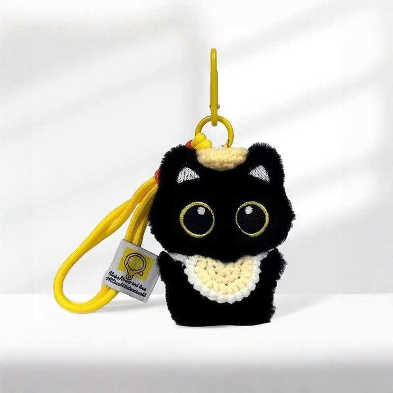 Nuevo original felino negro de peluche bolso colgante dopamina toallas de saliva bolso pequeño muñeca llavero