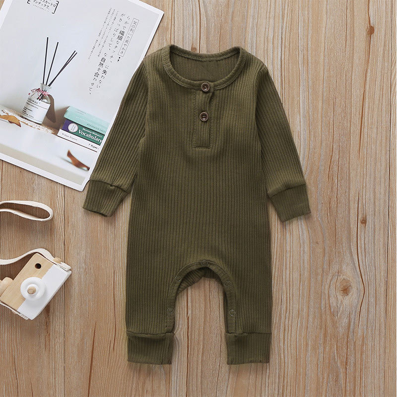 Spring And Autumn Long Sleeve Baby Jumpsuits Solid Color Simple Fashion Baby Romper Romper Newborn Jumpsuit display picture 6