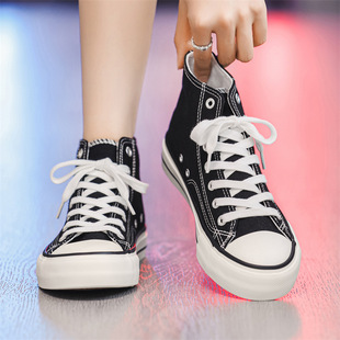 2025 Spring and Autumn New High Top Canvas Shoes for Female Students No Round Label Easiest for Match Classic Ins Trendy Casual Sports Shoes