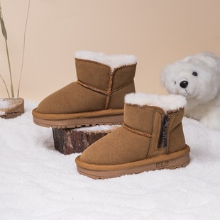 Children's Snow Boots 2024 New Children's Boots Boy's fleece-lined Cotton Boots Non-slip Zipper Baby's Winter Girls' Ankle Boots