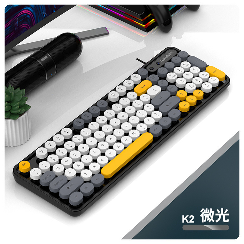 マムシK2有線usbキーボードマウスセットレトロパンク女子デスクトップコンピュータノートオフィスセット|undefined