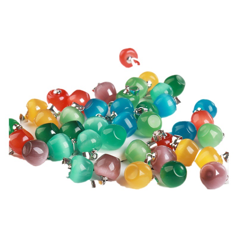 Factory direct supply multi-color white green red cat's eye stone apple pendant diy necklace accessories chain drip wholesale