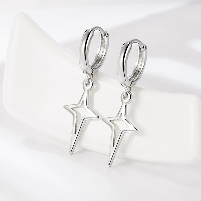 Silver Star Earrings For Men Neutral Style Unique Creative Design_voghion.com