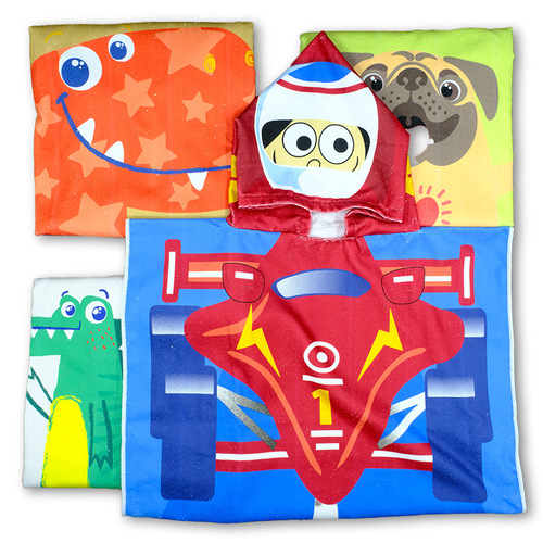 Cross-border best-selling ultra-fine fiber cape bath towel cartoon digital printing children's cloak children can wear hooded bath robe