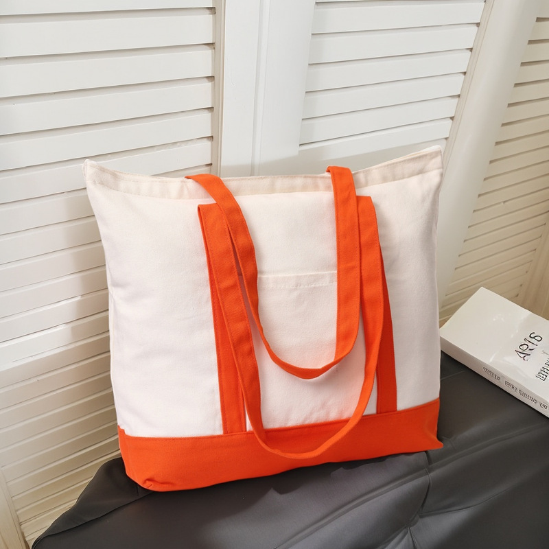 Bolsa de lona transfronteriza simple bolsa de lona de algodón y lino en Blanco Bolsa de protección del medio ambiente publicidad bolsa de compras portátil de algodón logotipo impreso