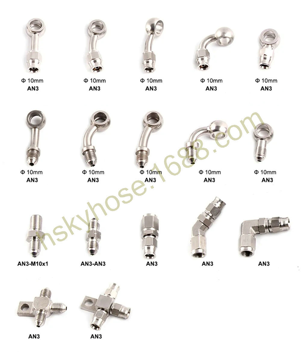 An3 Stainless Steel Joint 0 Degrees 28 Degrees 45 Degrees 90 Degrees Joint Brake Pipe Steel Throat Brake Oil Pipe Universal