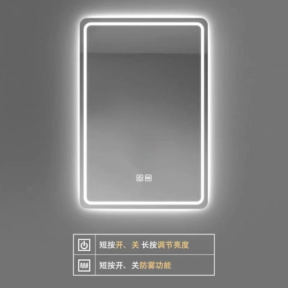 Espejo inteligente pantalla táctil LED espejo de baño de pared inodoro anti-nebble espejo de maquillaje con lámpara espejo de pared