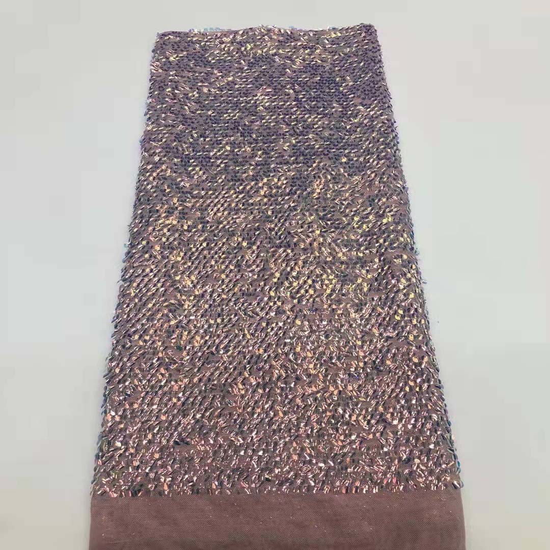 Nuevo bordado de lentejuelas color mágico gradiente de color de tela de lentejuelas vestido de malla de lentejuelas JX1802