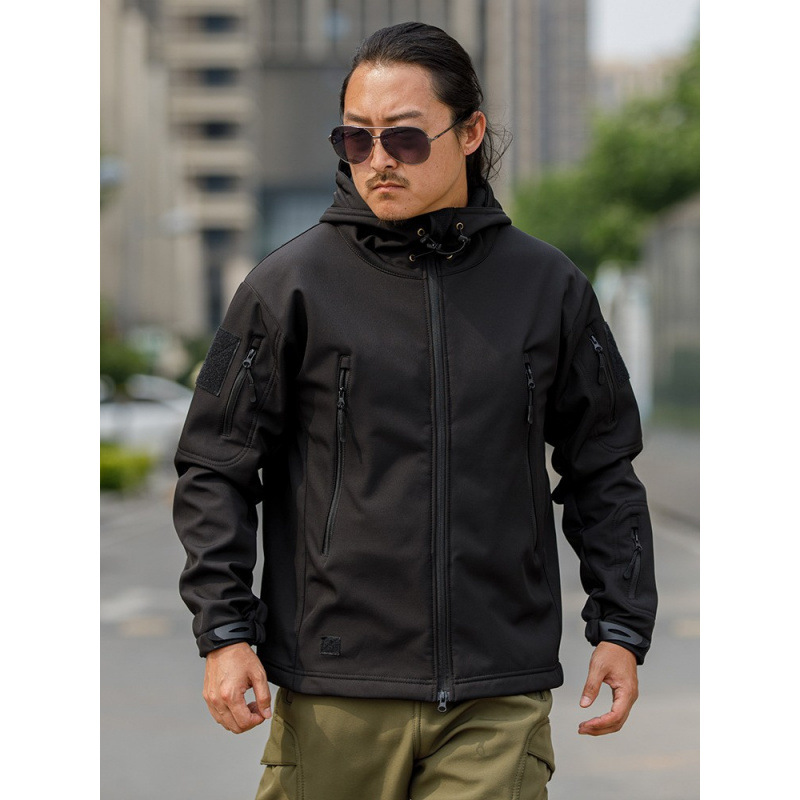 Shark Skin Soft Shell Camouflage Jacket Fleece Thickened Tactical Military Jacket Hooded Mountaineering Coat Tad
