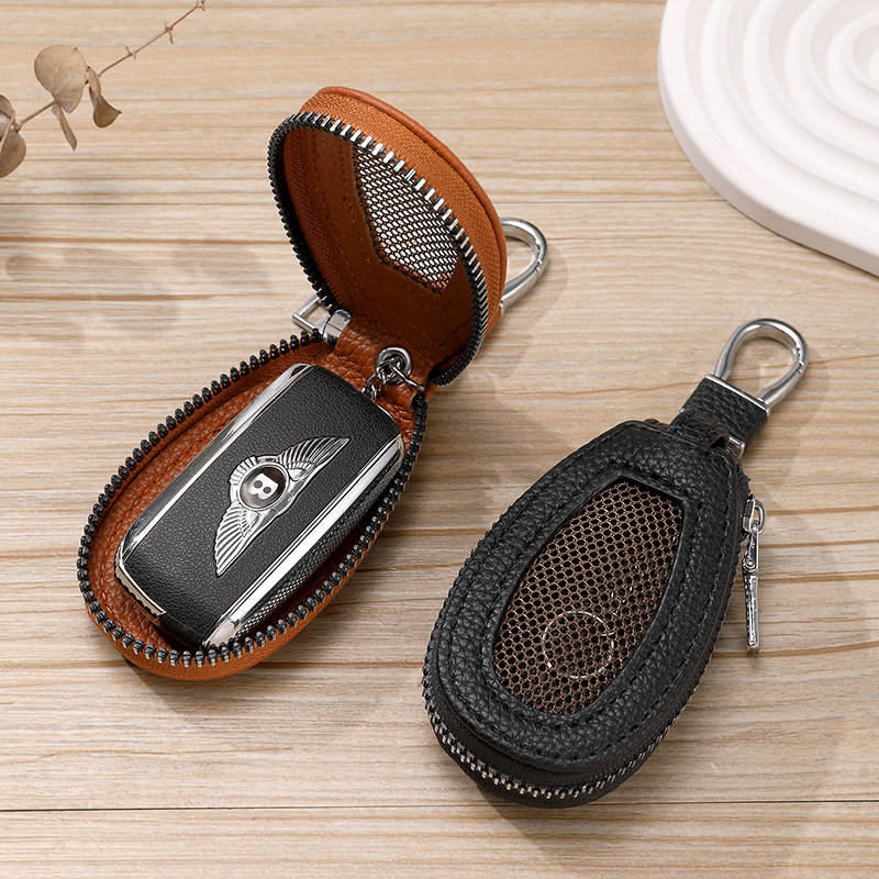 Bolsa de llaves de automóvil de cuero simple, bolsa de llaves de luz solar para hombres, bolsa de llaves universales para mujeres, bolsa de almacenamiento de llaves coreanas