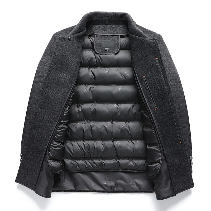 Woolen coat, liner, jacket for leisure, for middle-aged man
