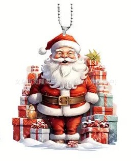 Navidad Santa Claus colgante transfronterizo nuevo acrílico plano colgante espejo retrovisor colgante joyas de fiesta